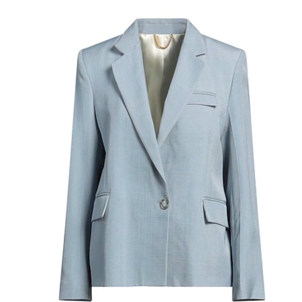 Victoria Beckham Sky Blue, Single-Breasted Woven Blazer, US Size 2, New